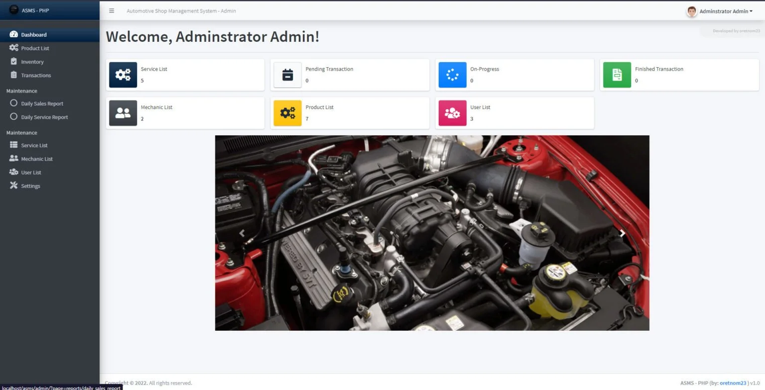 Automotive Shop Management System in PHP/OOP